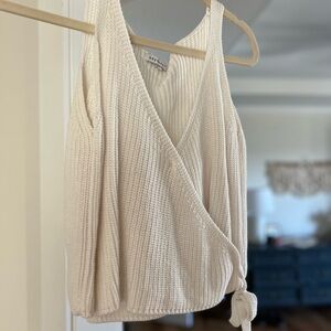 Cream Knit Wrap Top
